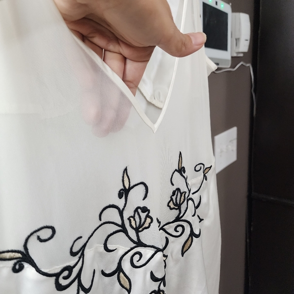 Marks and Spencer White Vintage Maxi Slip Dress size 14 with Floral Embroidary - Picture 4 of 12